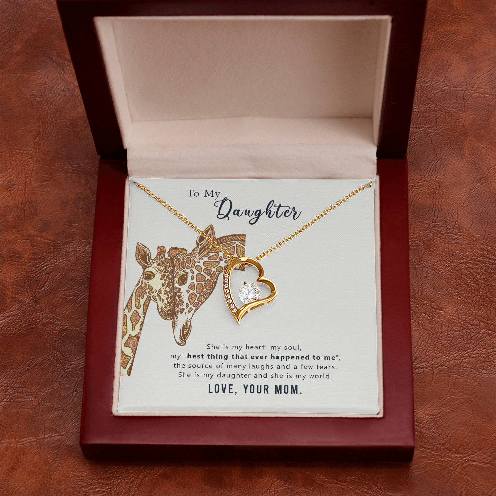 To My Daughter She is My Heart Forever Necklace w Message Card-Express Your Love Gifts