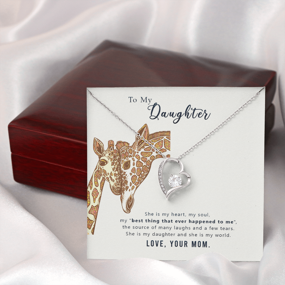 To My Daughter She is My Heart Forever Necklace w Message Card-Express Your Love Gifts