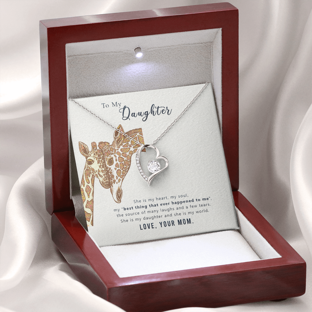 To My Daughter She is My Heart Forever Necklace w Message Card-Express Your Love Gifts