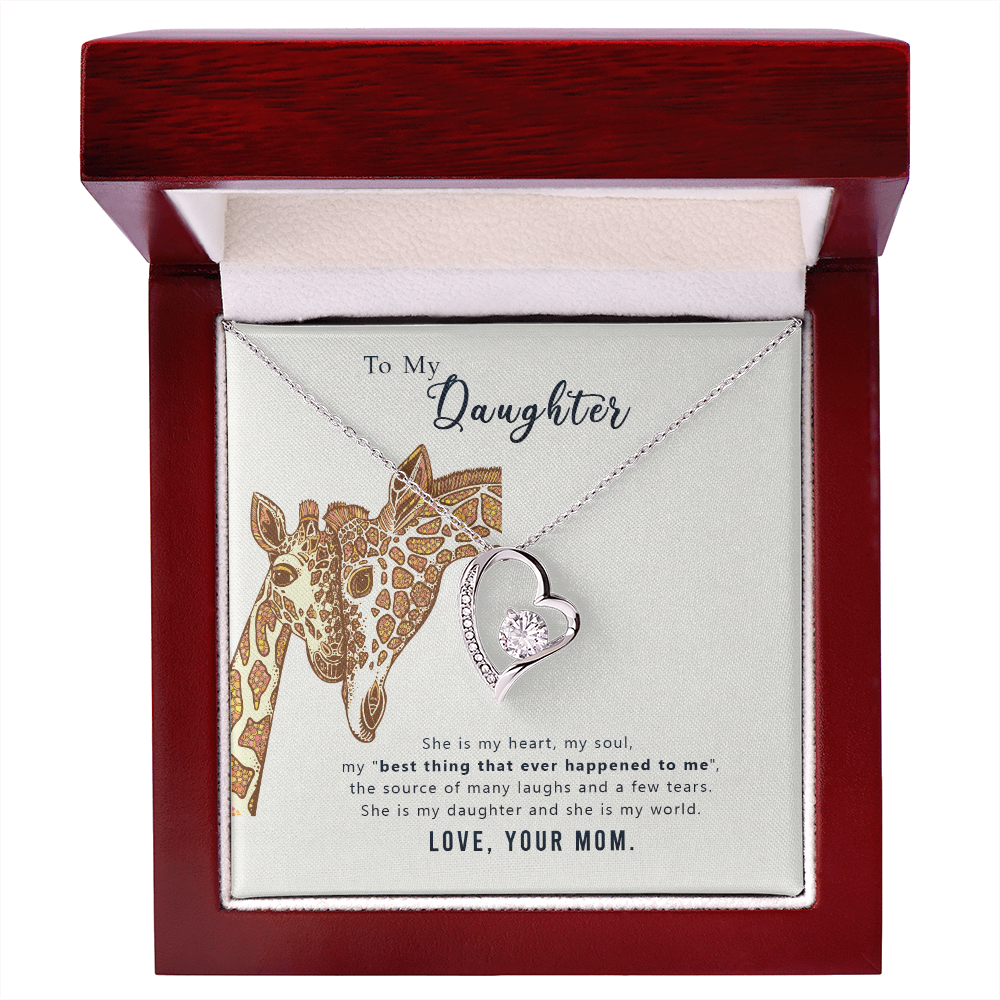 To My Daughter She is My Heart Forever Necklace w Message Card-Express Your Love Gifts