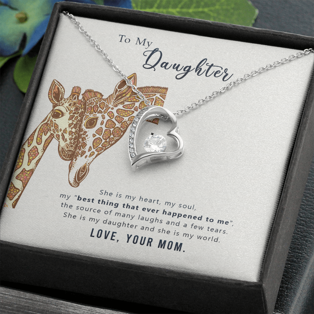 To My Daughter She is My Heart Forever Necklace w Message Card-Express Your Love Gifts