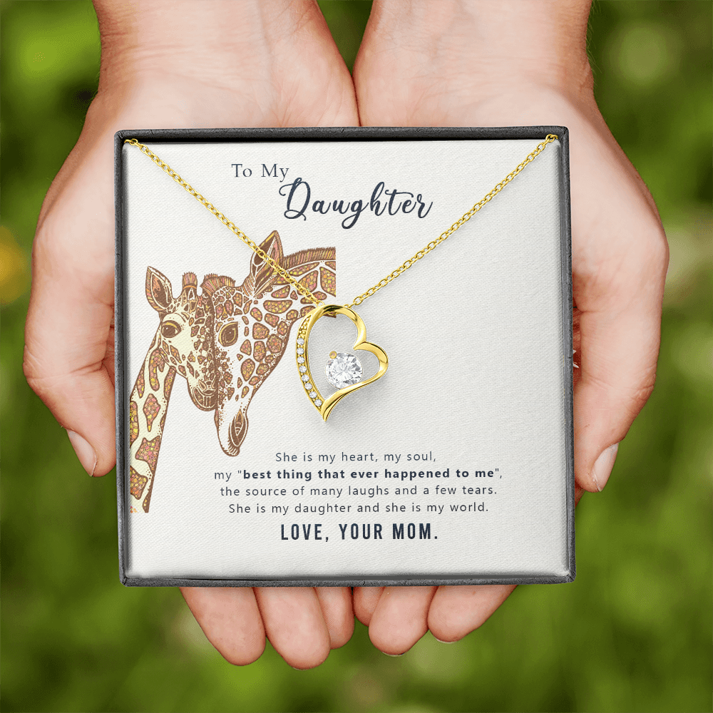 To My Daughter She is My Heart Forever Necklace w Message Card-Express Your Love Gifts