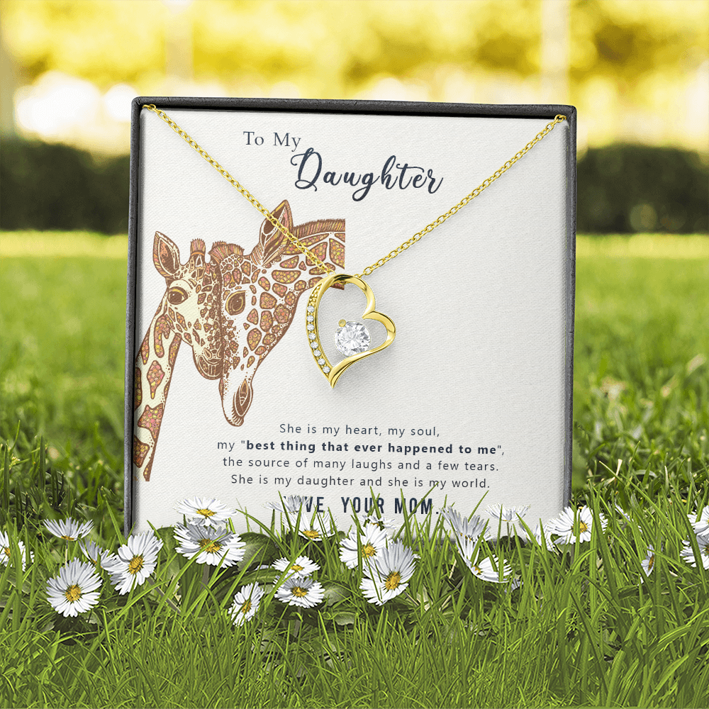 To My Daughter She is My Heart Forever Necklace w Message Card-Express Your Love Gifts