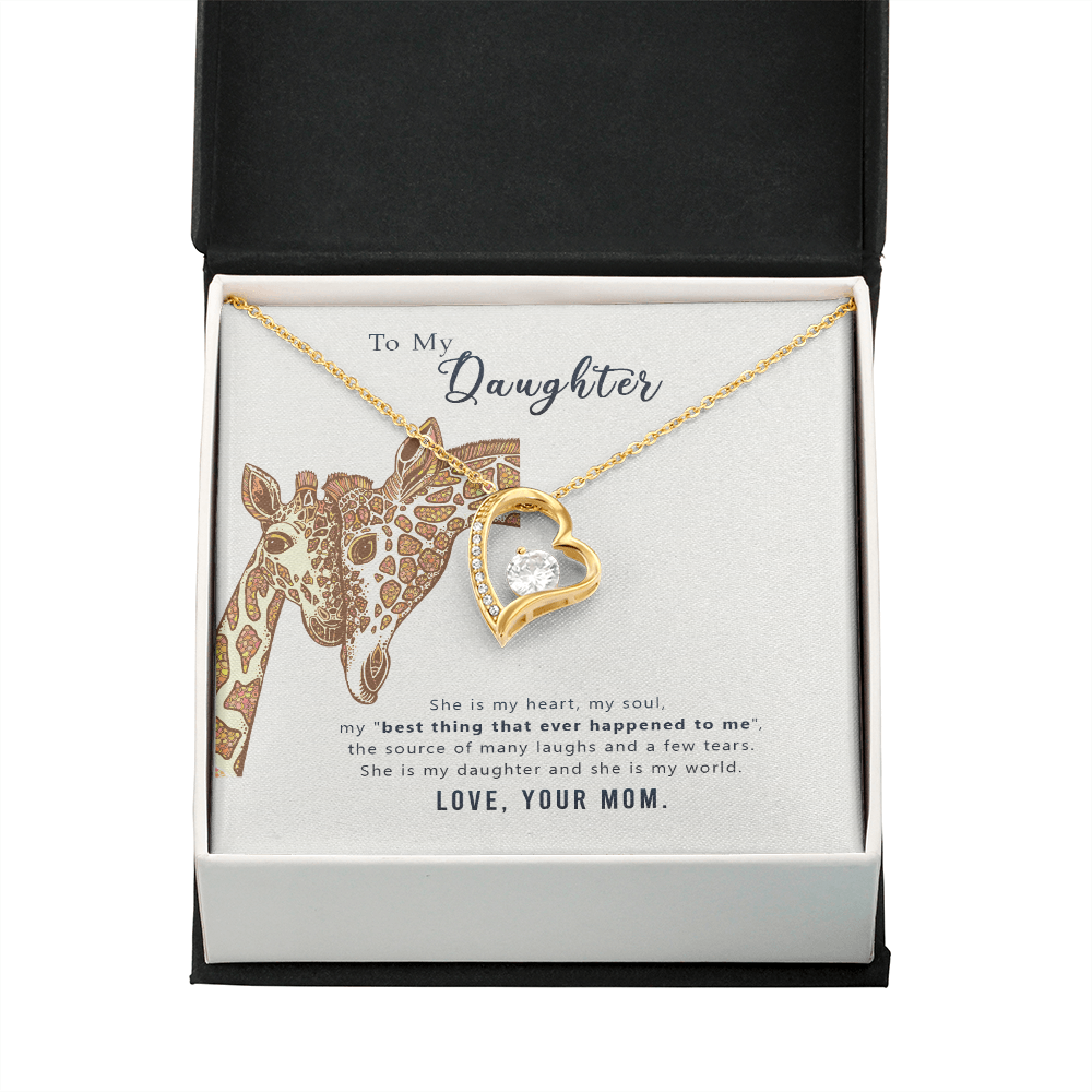 To My Daughter She is My Heart Forever Necklace w Message Card-Express Your Love Gifts