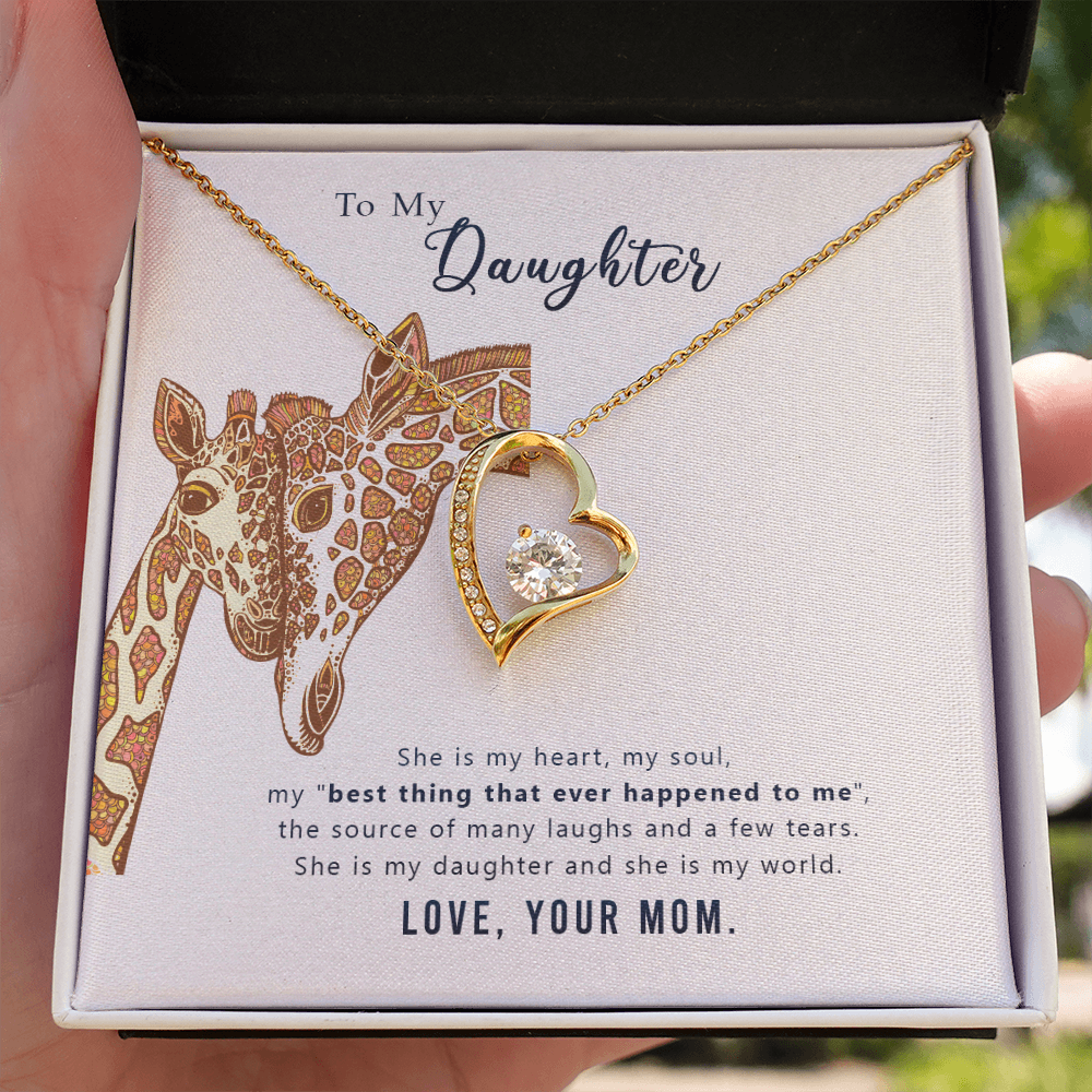 To My Daughter She is My Heart Forever Necklace w Message Card-Express Your Love Gifts