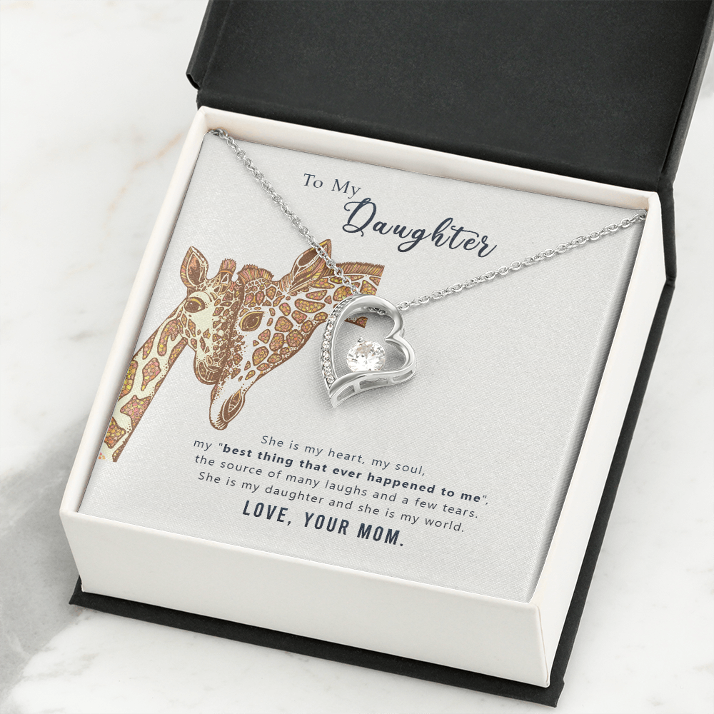 To My Daughter She is My Heart Forever Necklace w Message Card-Express Your Love Gifts