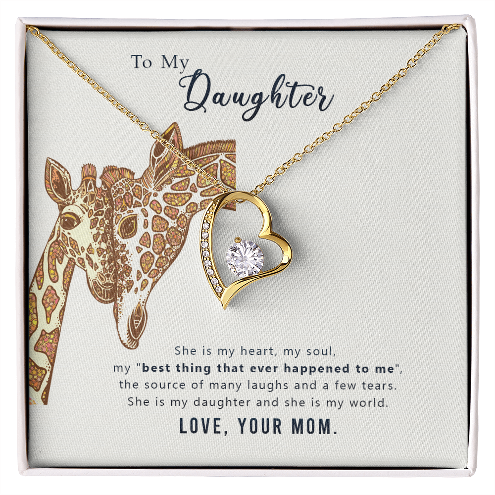 To My Daughter She is My Heart Forever Necklace w Message Card-Express Your Love Gifts