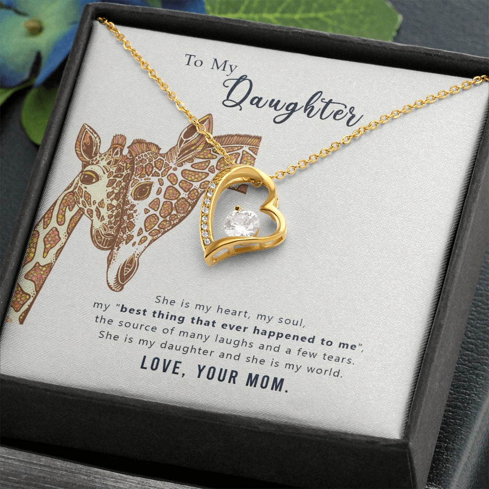 To My Daughter She is My Heart Forever Necklace w Message Card-Express Your Love Gifts