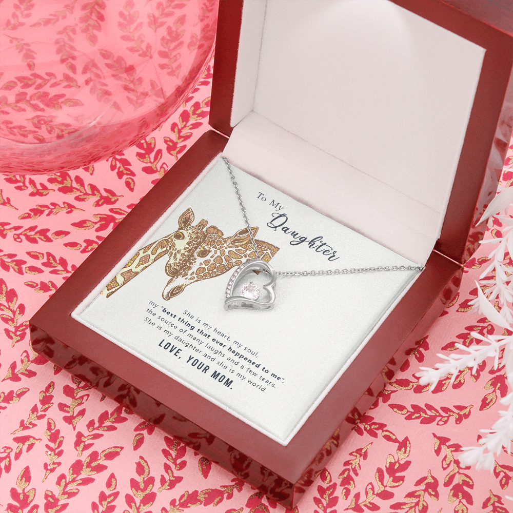 To My Daughter She is My Heart Forever Necklace w Message Card-Express Your Love Gifts