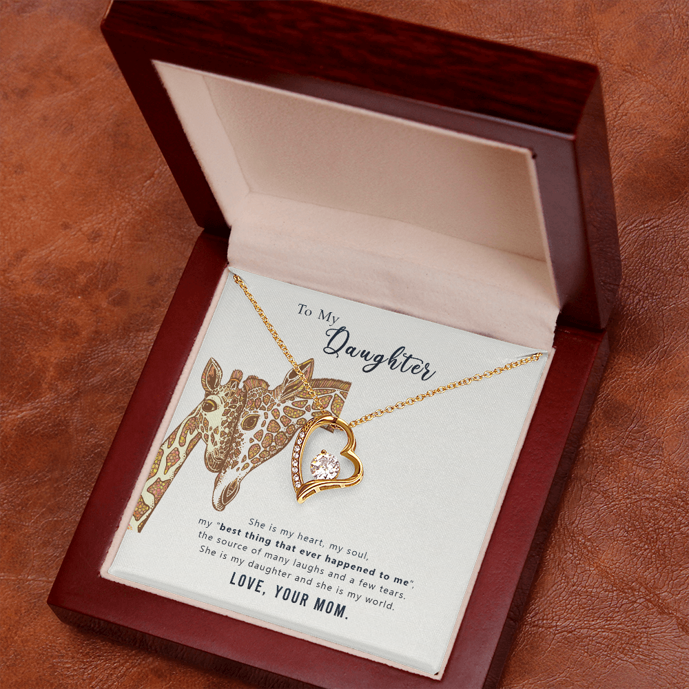 To My Daughter She is My Heart Forever Necklace w Message Card-Express Your Love Gifts