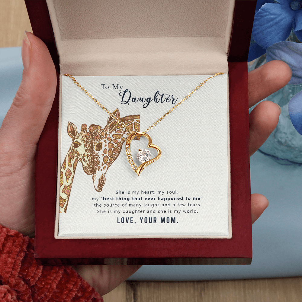 To My Daughter She is My Heart Forever Necklace w Message Card-Express Your Love Gifts