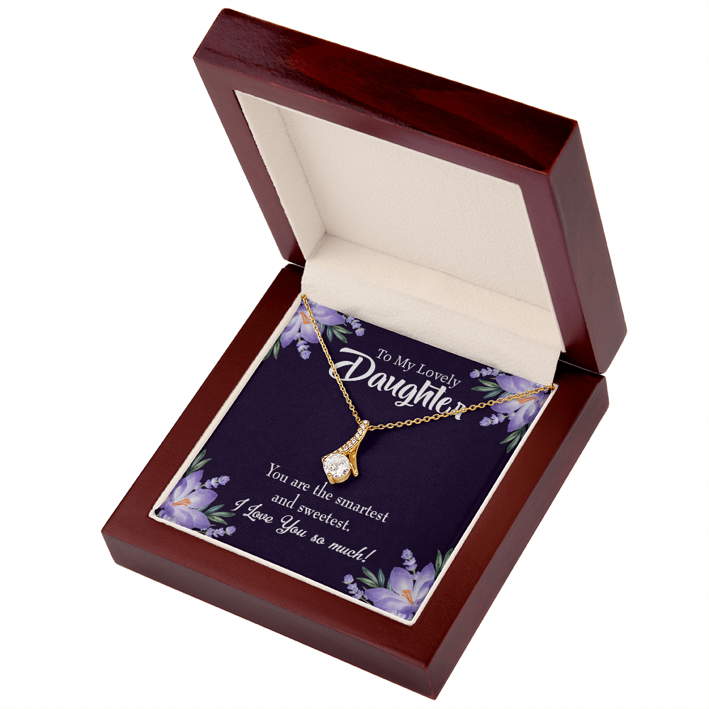 To My Daughter Smartest and Sweetest Daughter Alluring Ribbon Necklace Message Card-Express Your Love Gifts