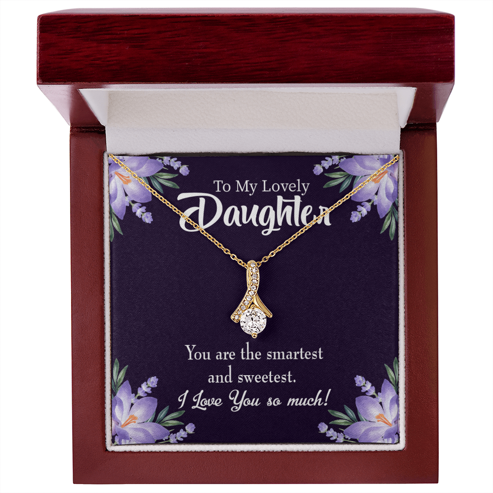 To My Daughter Smartest and Sweetest Daughter Alluring Ribbon Necklace Message Card-Express Your Love Gifts