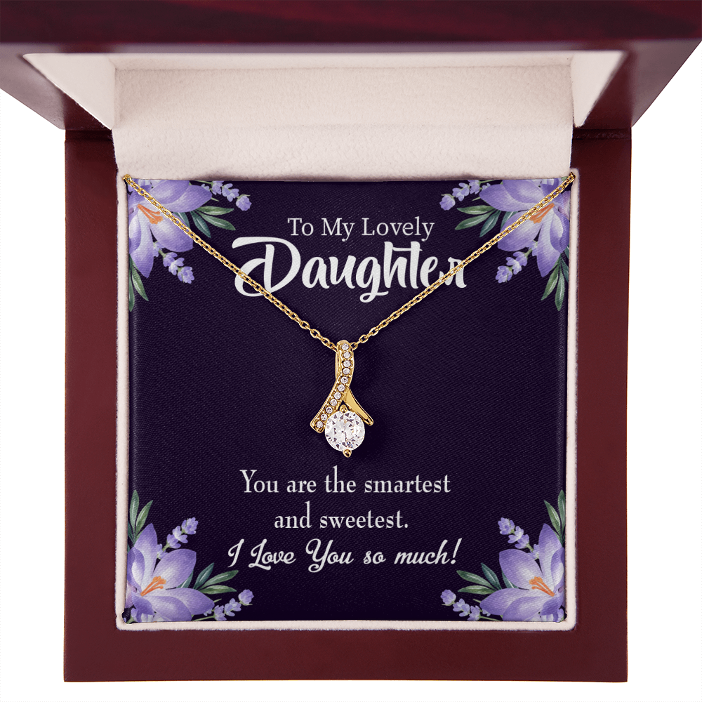 To My Daughter Smartest and Sweetest Daughter Alluring Ribbon Necklace Message Card-Express Your Love Gifts