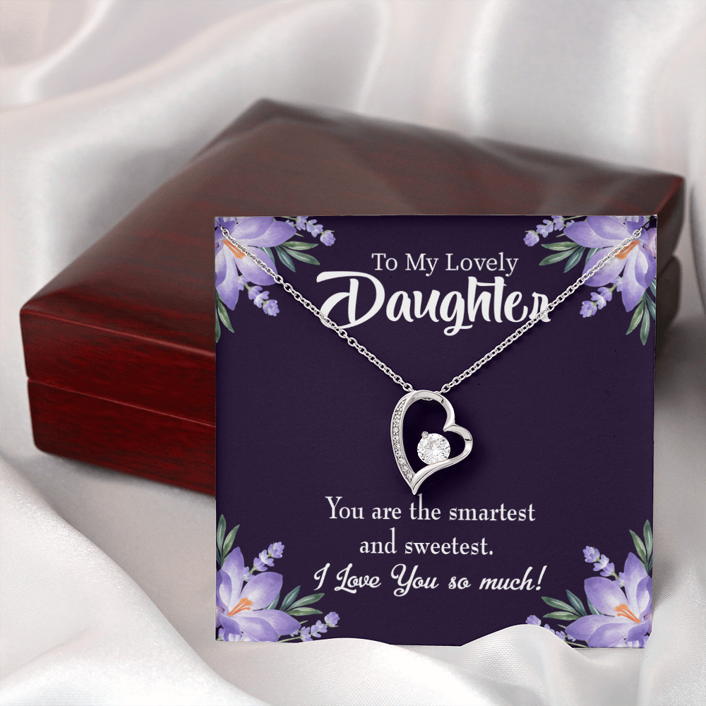To My Daughter Smartest and Sweetest Daughter Forever Necklace w Message Card-Express Your Love Gifts
