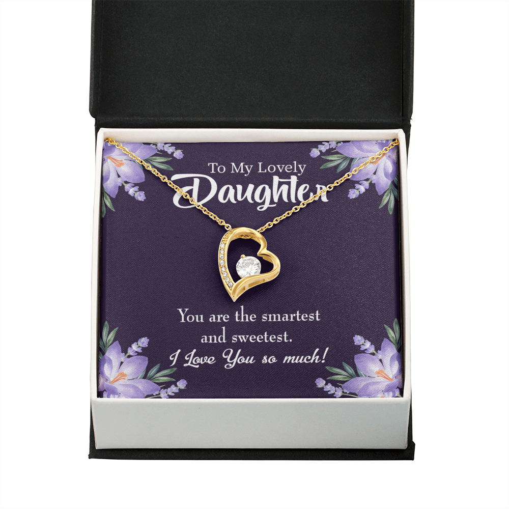 To My Daughter Smartest and Sweetest Daughter Forever Necklace w Message Card-Express Your Love Gifts