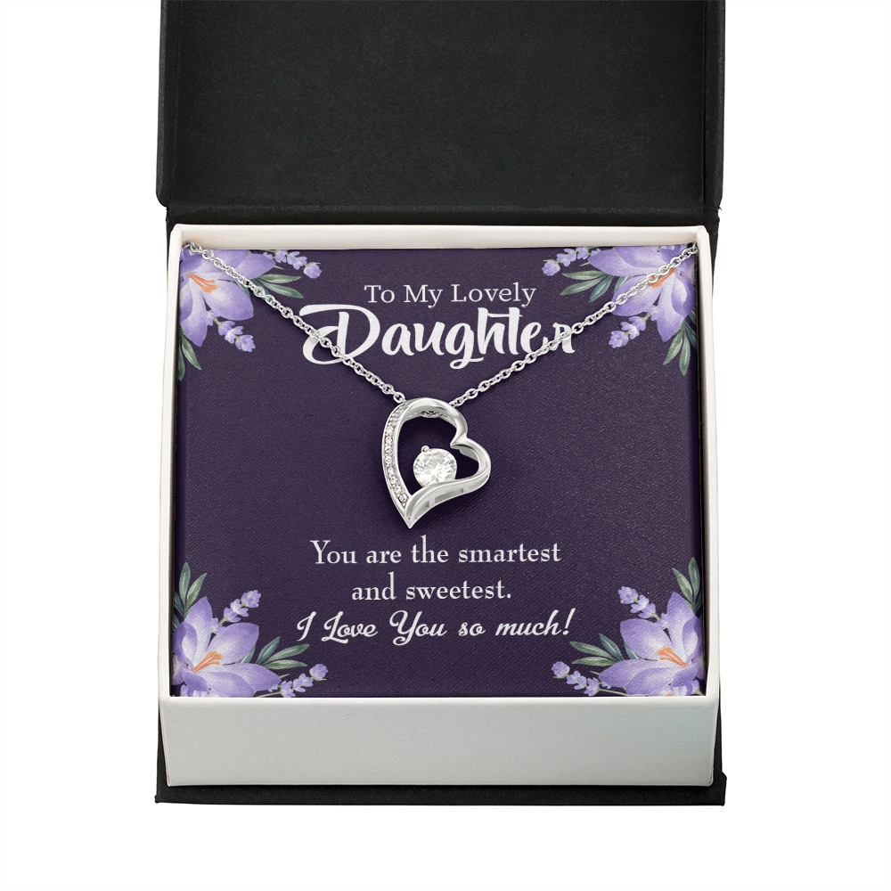 To My Daughter Smartest and Sweetest Daughter Forever Necklace w Message Card-Express Your Love Gifts