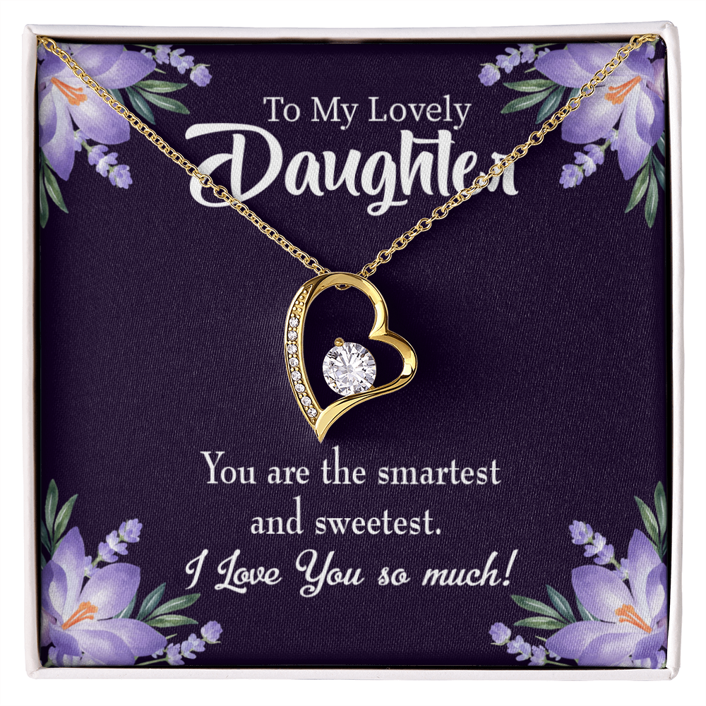 To My Daughter Smartest and Sweetest Daughter Forever Necklace w Message Card-Express Your Love Gifts
