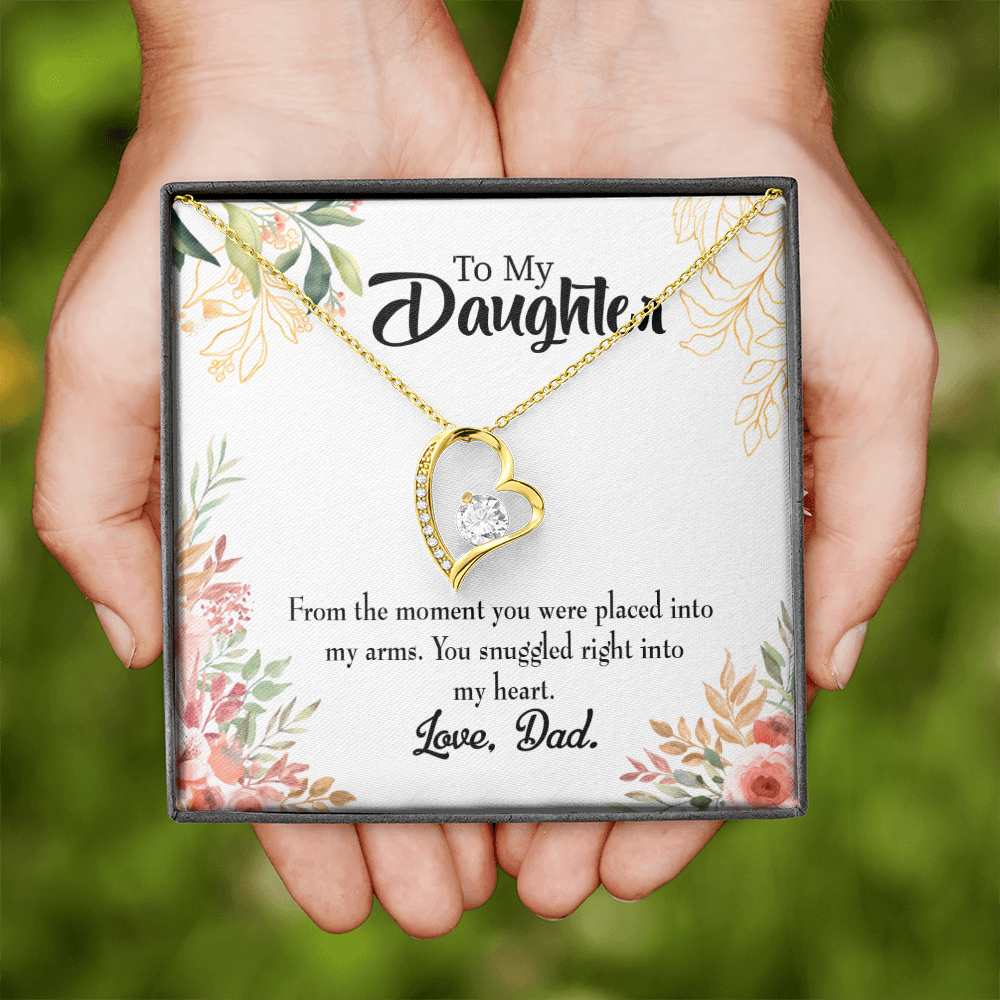 To My Daughter Snuggled Into My Heart From Dad Forever Necklace w Message Card-Express Your Love Gifts