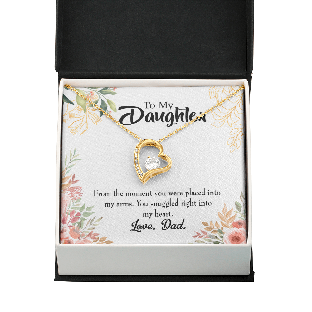 To My Daughter Snuggled Into My Heart From Dad Forever Necklace w Message Card-Express Your Love Gifts