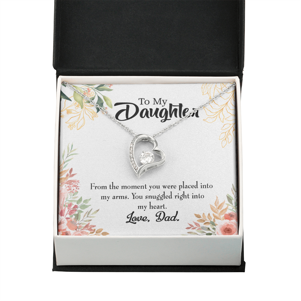 To My Daughter Snuggled Into My Heart From Dad Forever Necklace w Message Card-Express Your Love Gifts