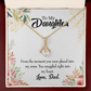 To My Daughter Snuggled to Dad's Heart Alluring Ribbon Necklace Message Card-Express Your Love Gifts