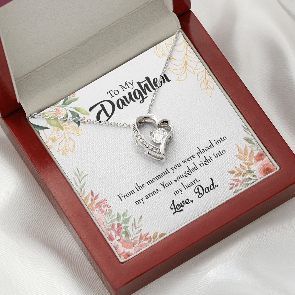 To My Daughter Snuggled to Dad's Heart Forever Necklace w Message Card-Express Your Love Gifts