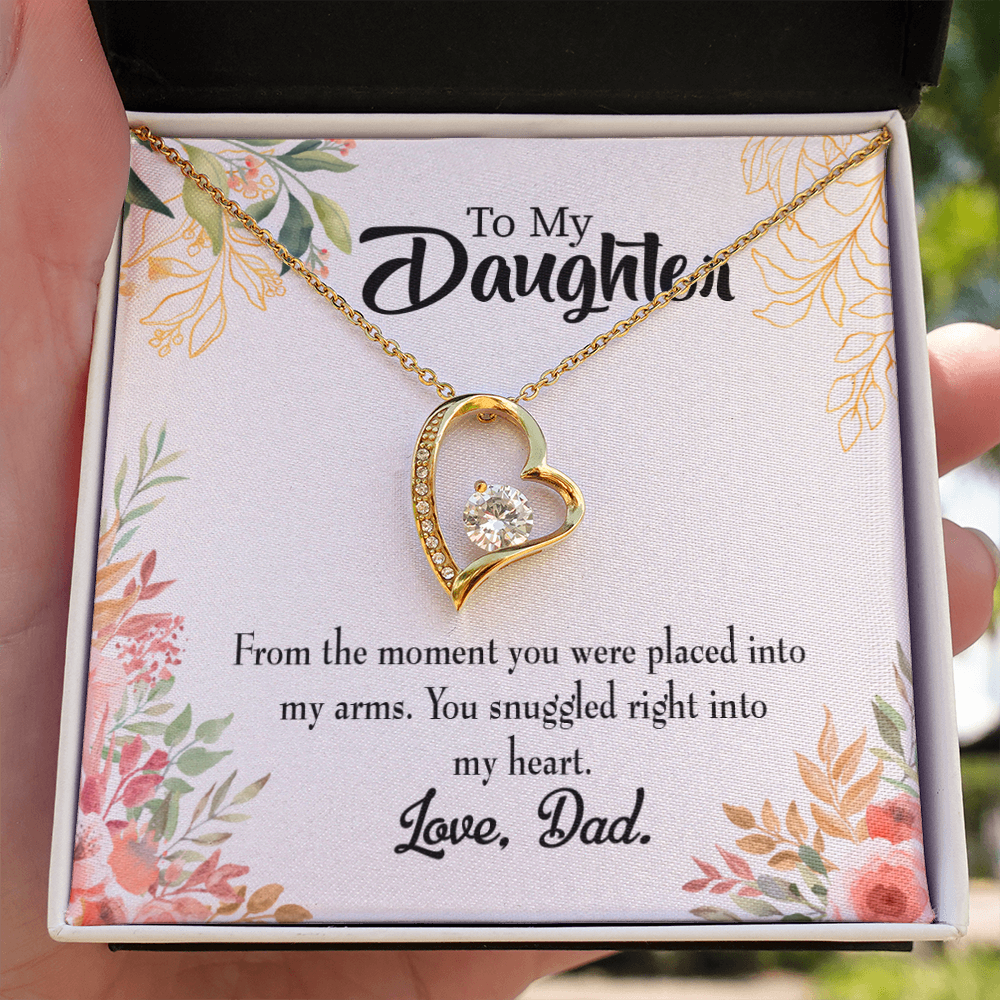 To My Daughter Snuggled to Dad's Heart Forever Necklace w Message Card-Express Your Love Gifts