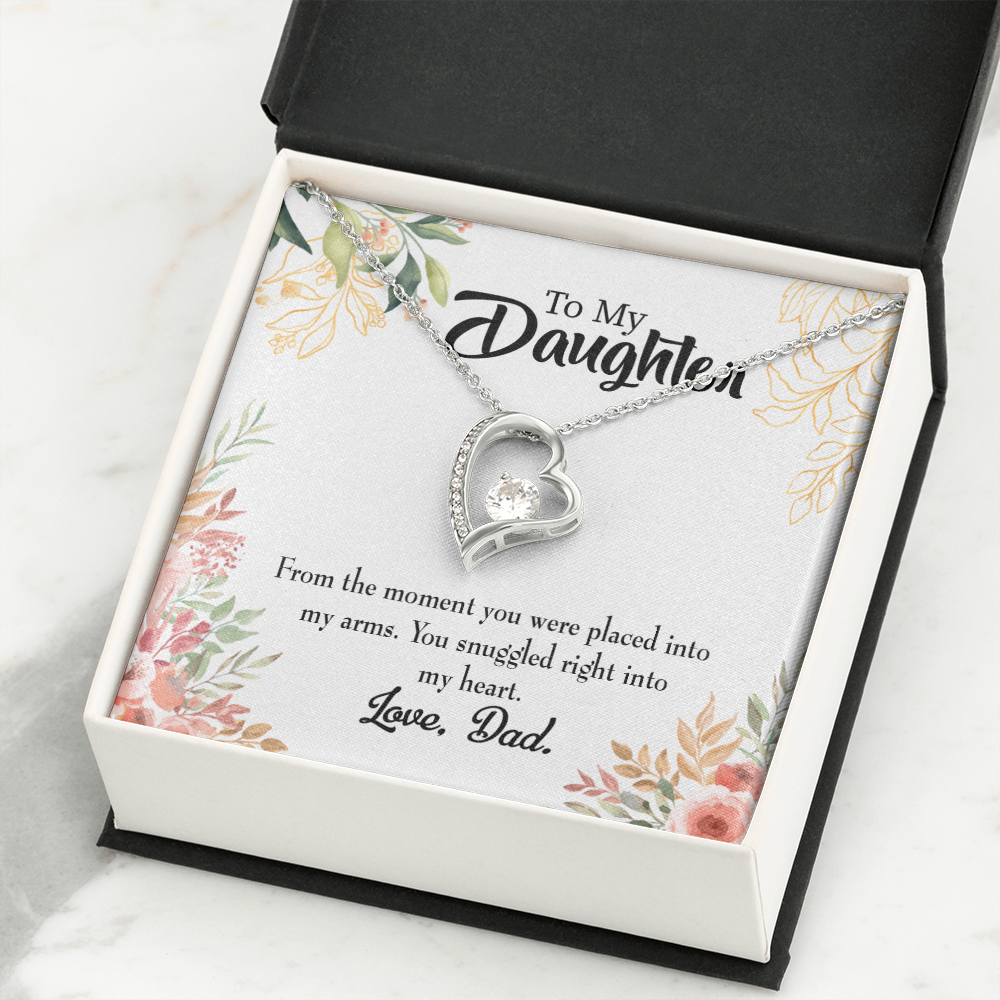 To My Daughter Snuggled to Dad's Heart Forever Necklace w Message Card-Express Your Love Gifts
