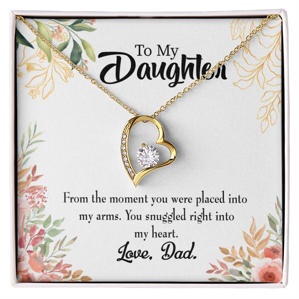 To My Daughter Snuggled to Dad's Heart Forever Necklace w Message Card-Express Your Love Gifts