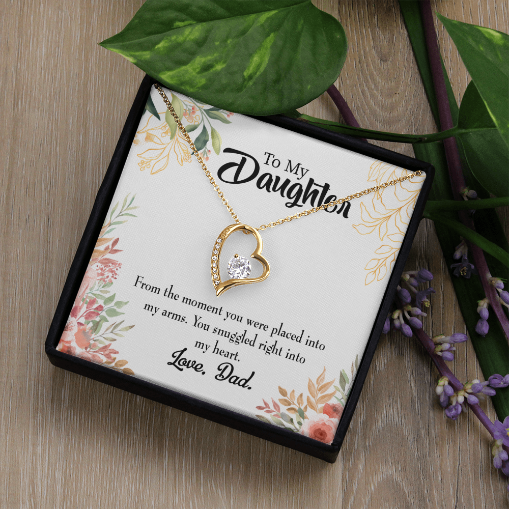 To My Daughter Snuggled to Dad's Heart Forever Necklace w Message Card-Express Your Love Gifts