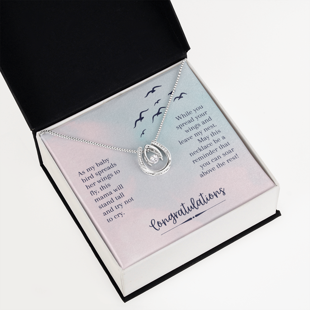 To My Daughter Soar Above the rest - Graduation Lucky Horseshoe Necklace Message Card 14k w CZ Crystals-Express Your Love Gifts