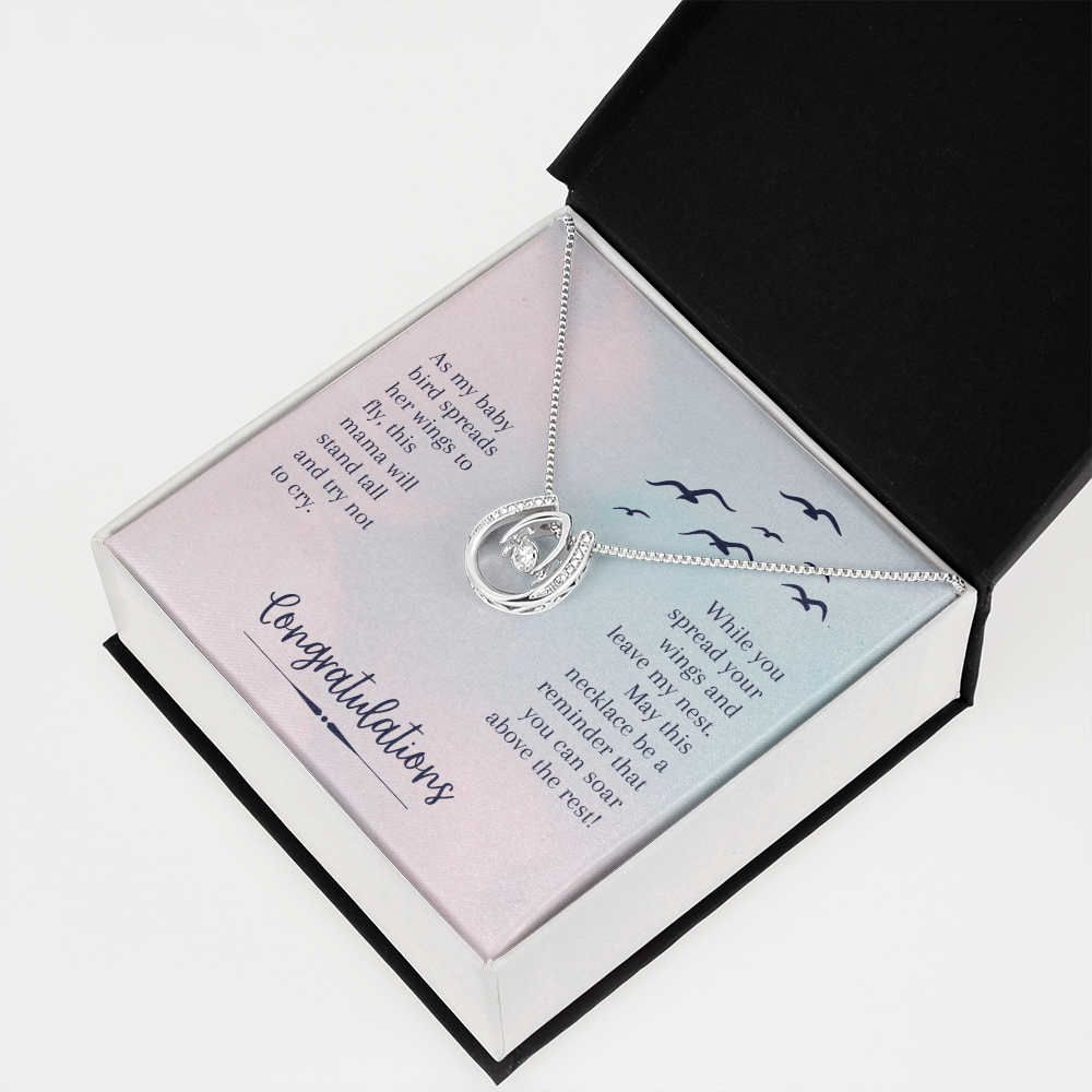 To My Daughter Soar Above the rest - Graduation Lucky Horseshoe Necklace Message Card 14k w CZ Crystals-Express Your Love Gifts