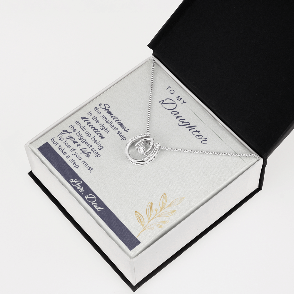 To My Daughter Sometimes Lucky Horseshoe Necklace Message Card 14k w CZ Crystals-Express Your Love Gifts