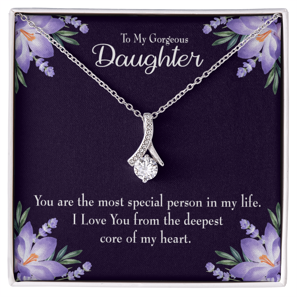 To My Daughter Special Person in My Life Alluring Ribbon Necklace Message Card-Express Your Love Gifts