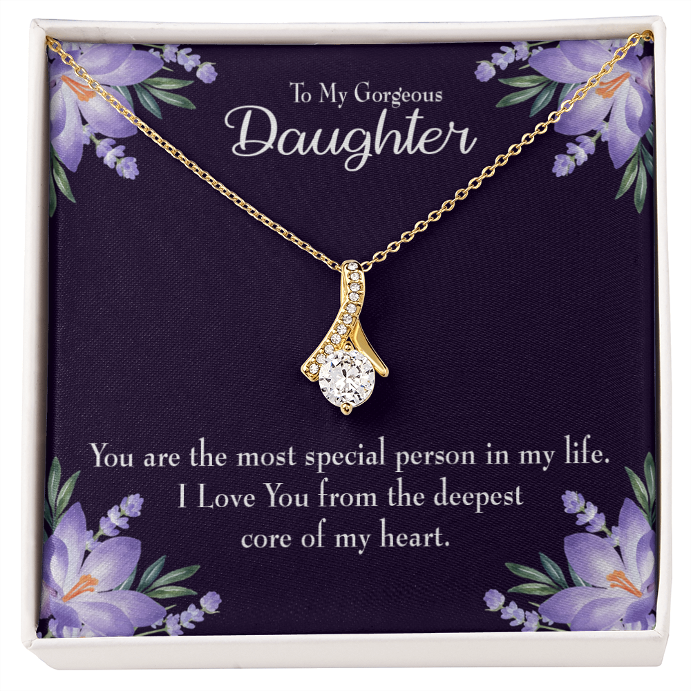To My Daughter Special Person in My Life Alluring Ribbon Necklace Message Card-Express Your Love Gifts