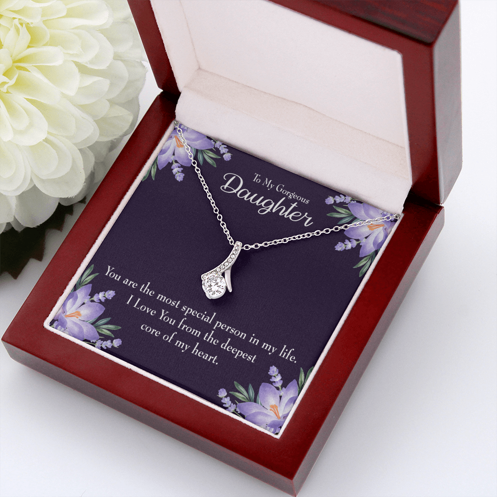 To My Daughter Special Person in My Life Alluring Ribbon Necklace Message Card-Express Your Love Gifts