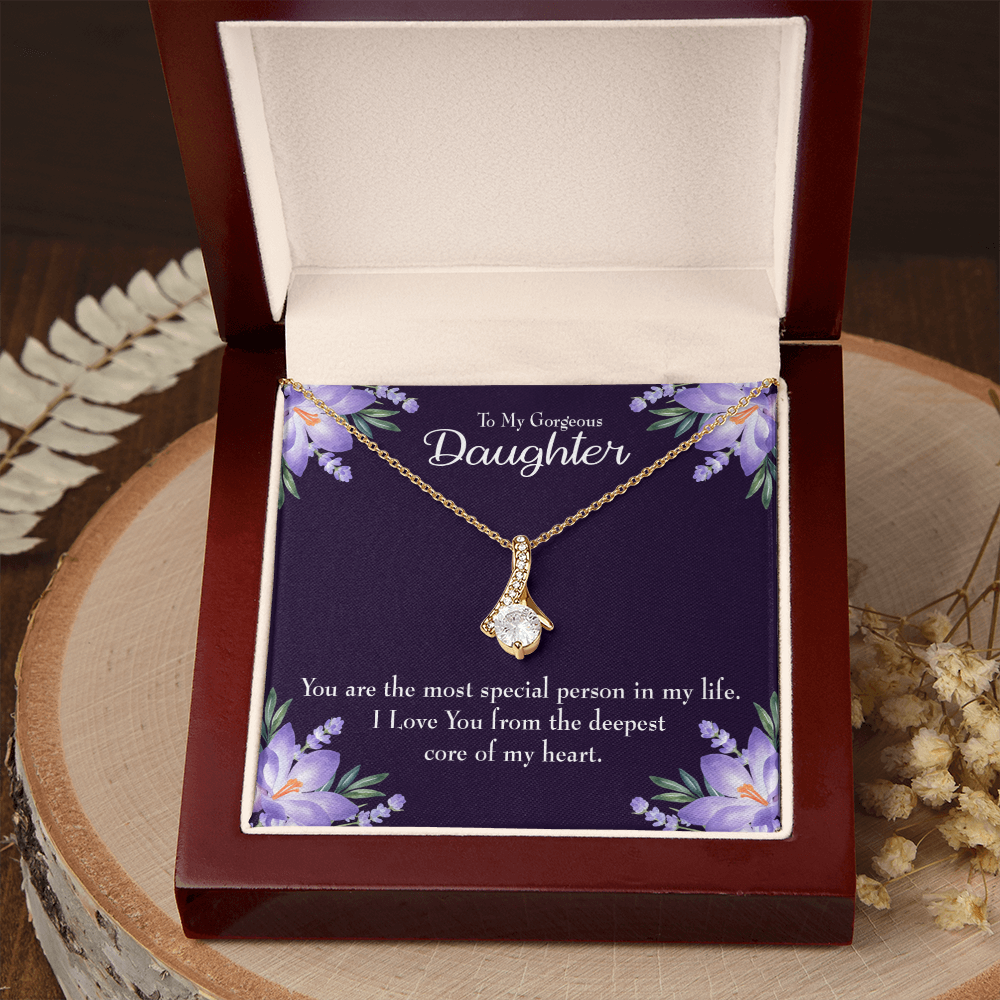To My Daughter Special Person in My Life Alluring Ribbon Necklace Message Card-Express Your Love Gifts