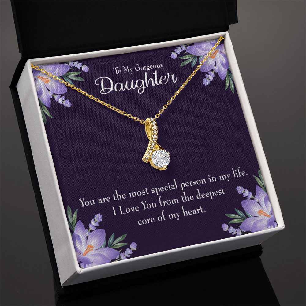 To My Daughter Special Person in My Life Alluring Ribbon Necklace Message Card-Express Your Love Gifts