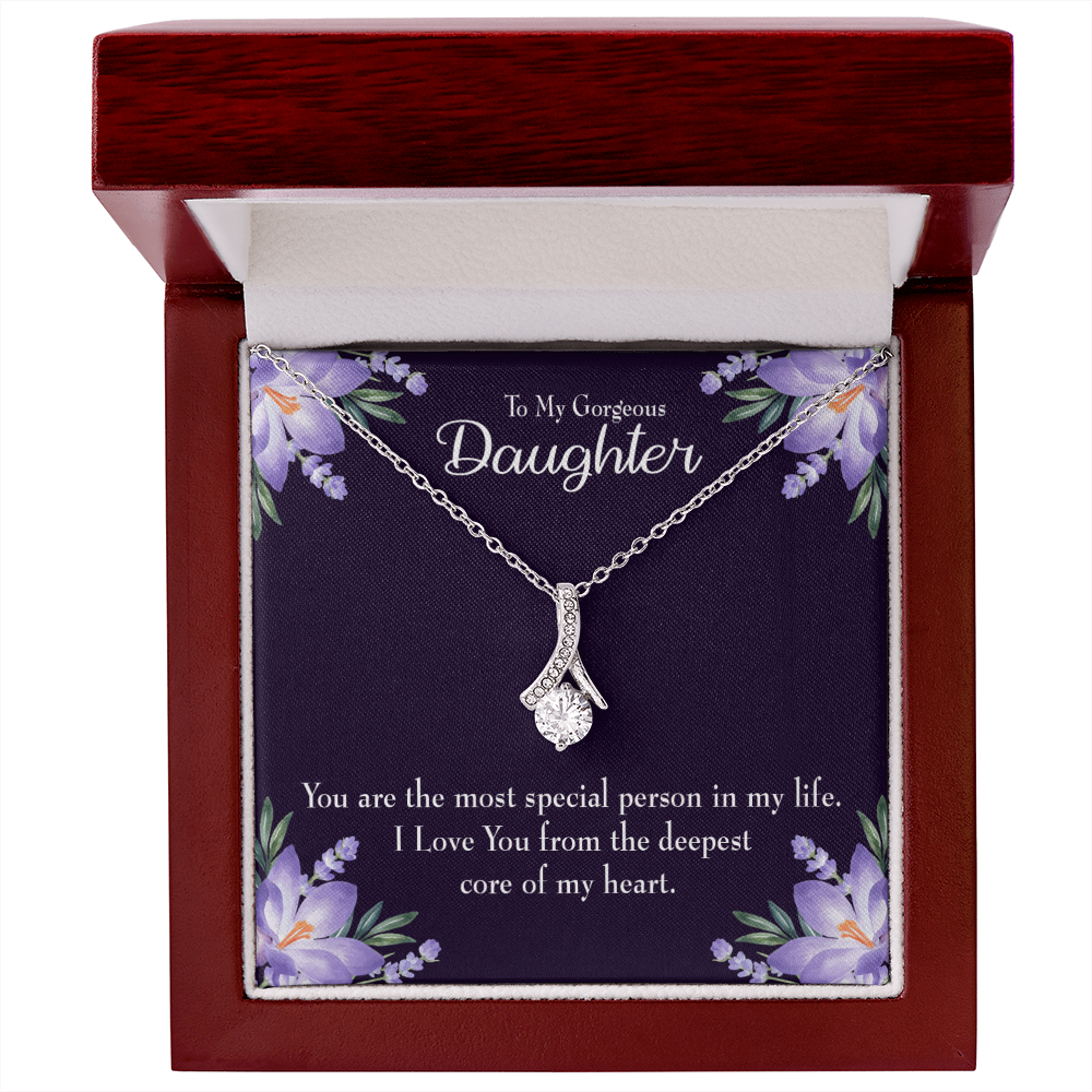 To My Daughter Special Person in My Life Alluring Ribbon Necklace Message Card-Express Your Love Gifts