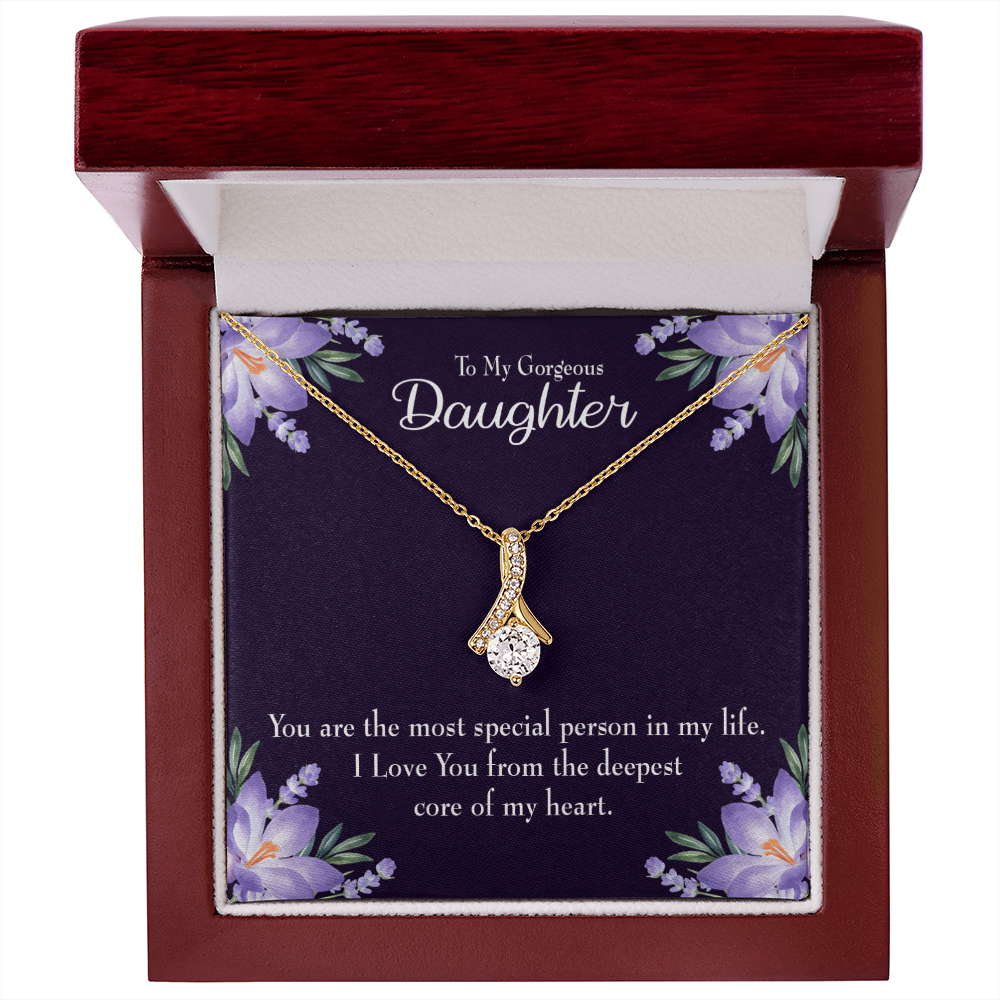 To My Daughter Special Person in My Life Alluring Ribbon Necklace Message Card-Express Your Love Gifts