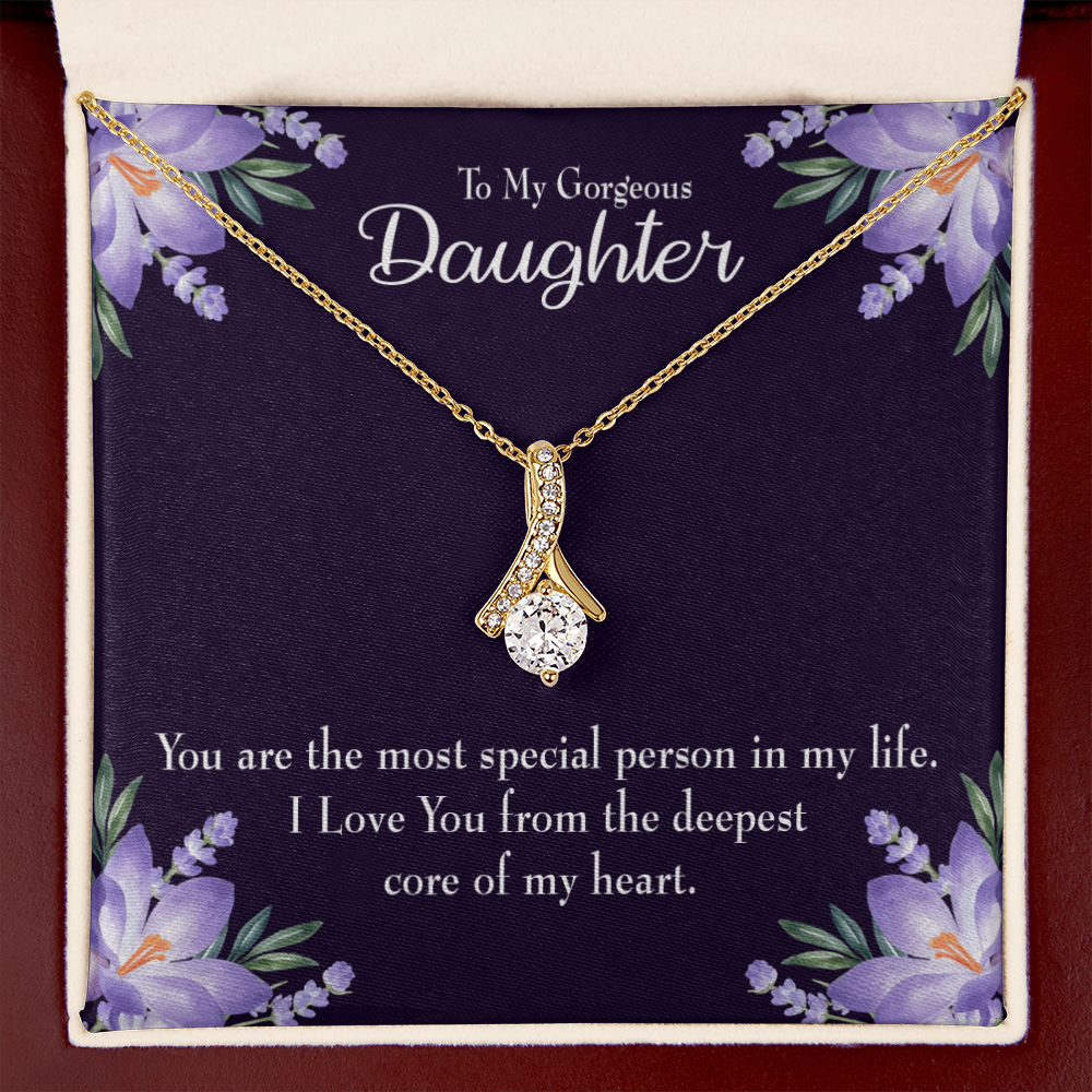 To My Daughter Special Person in My Life Alluring Ribbon Necklace Message Card-Express Your Love Gifts