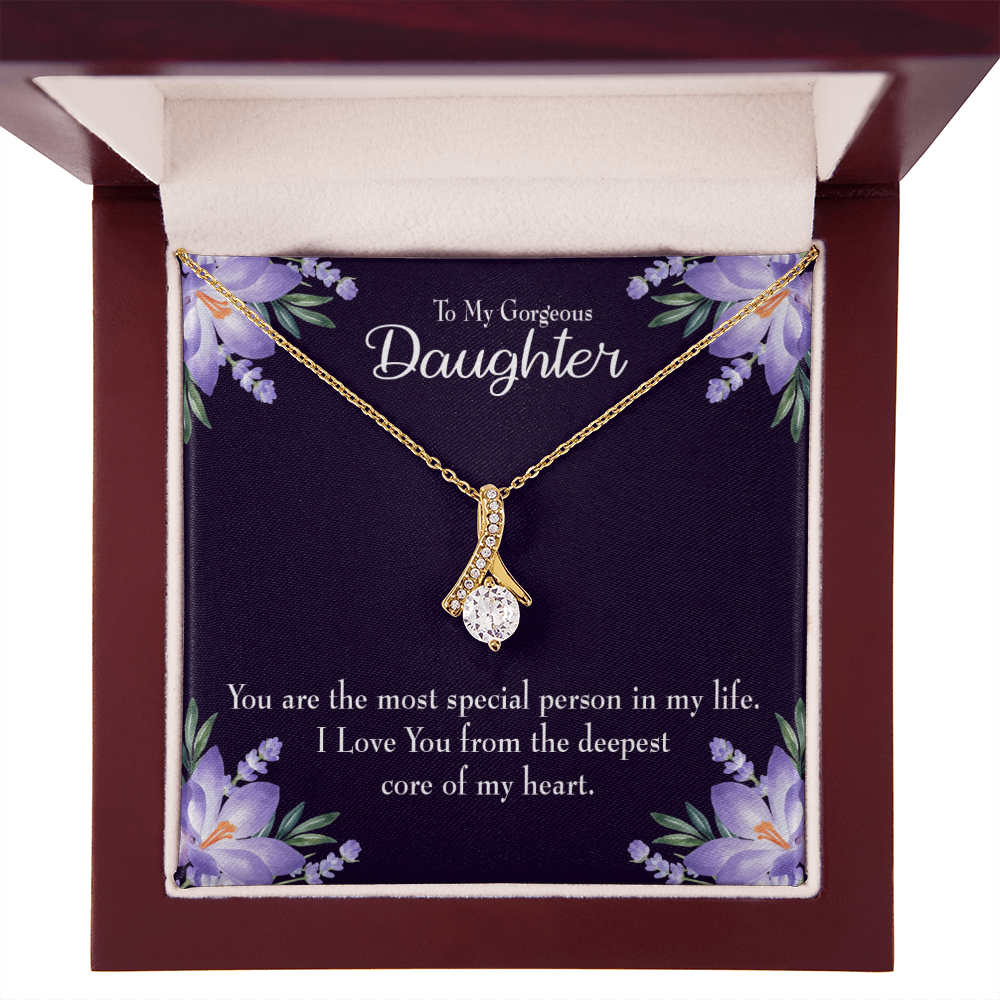To My Daughter Special Person in My Life Alluring Ribbon Necklace Message Card-Express Your Love Gifts