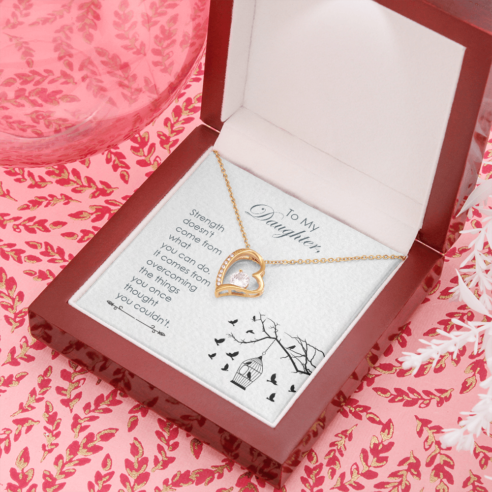 To My Daughter Strength Doesn't Come From What You Can Do Forever Necklace w Message Card-Express Your Love Gifts