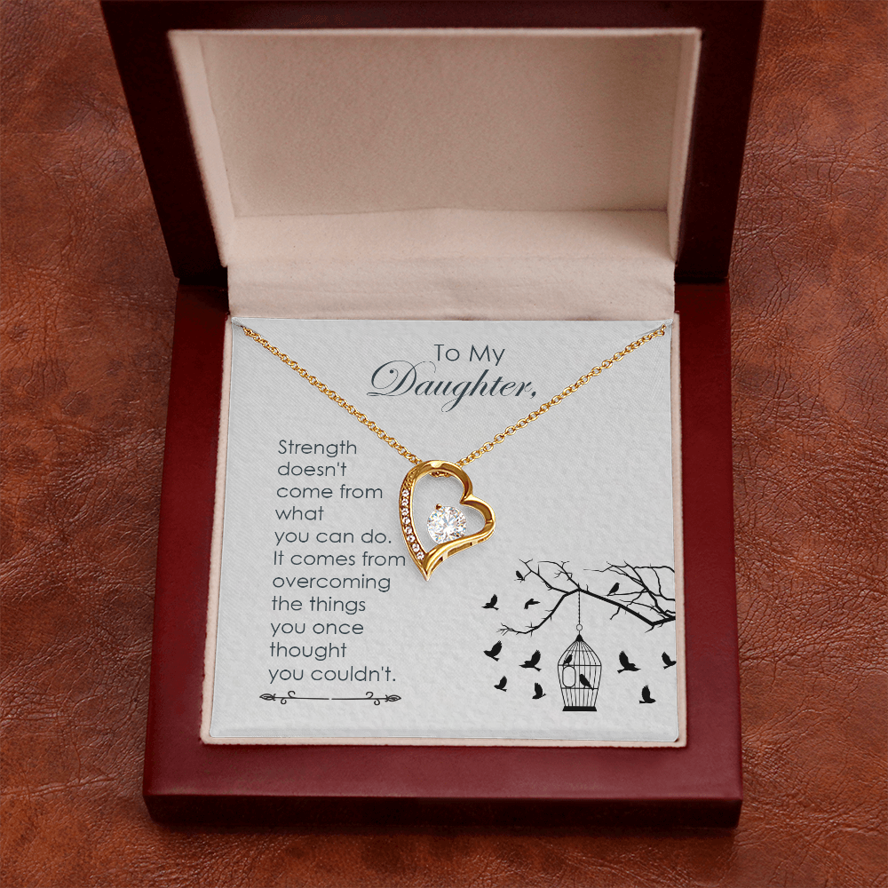 To My Daughter Strength Doesn't Come From What You Can Do Forever Necklace w Message Card-Express Your Love Gifts