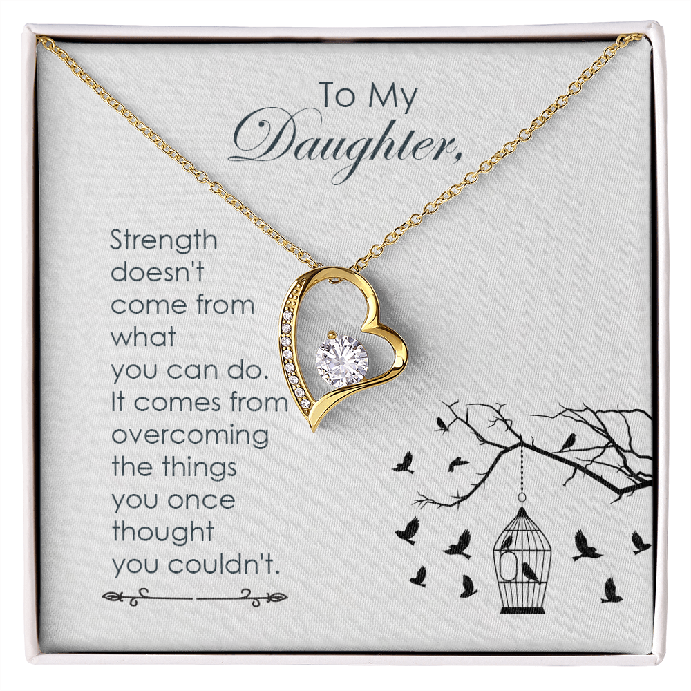 To My Daughter Strength Doesn't Come From What You Can Do Forever Necklace w Message Card-Express Your Love Gifts