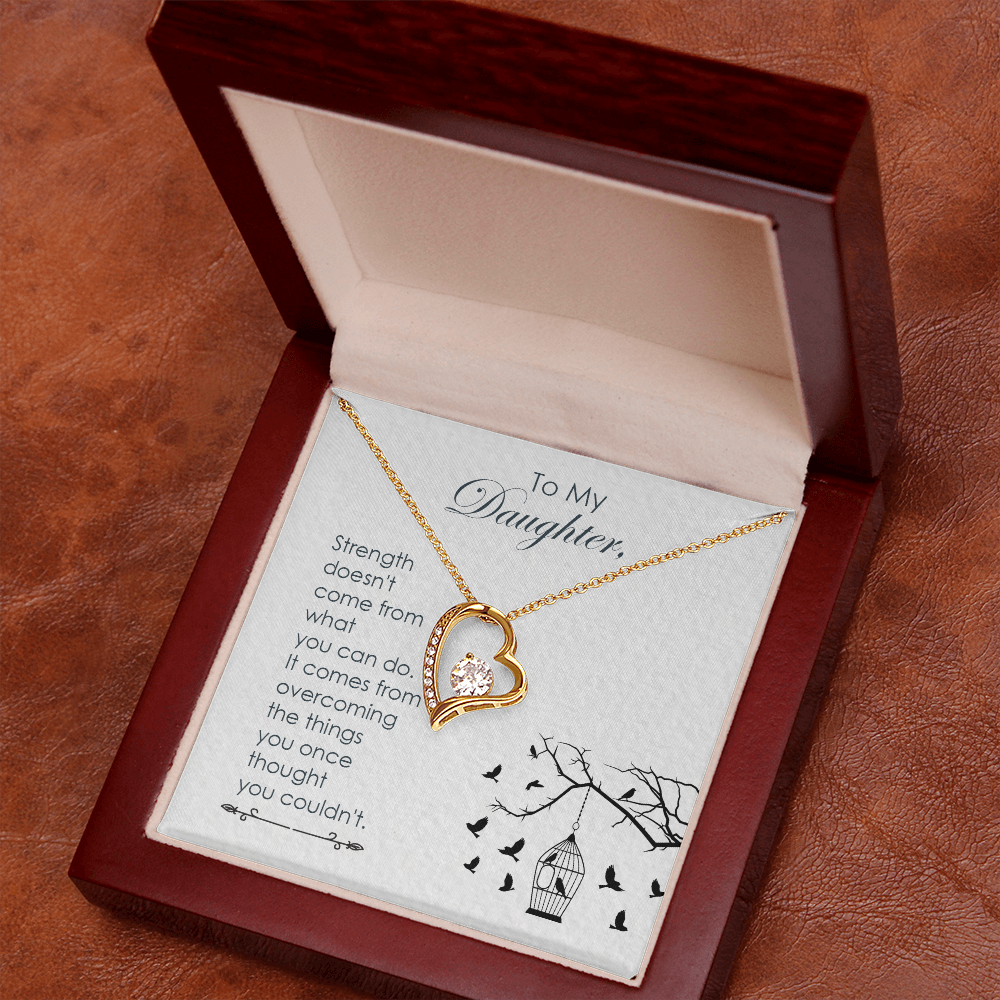 To My Daughter Strength Doesn't Come From What You Can Do Forever Necklace w Message Card-Express Your Love Gifts
