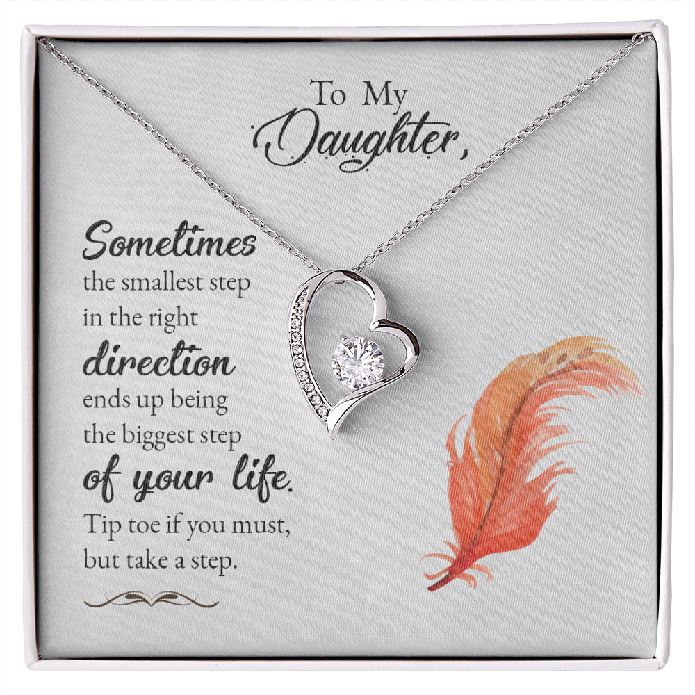 To My Daughter Take a Step Forever Necklace w Message Card-Express Your Love Gifts