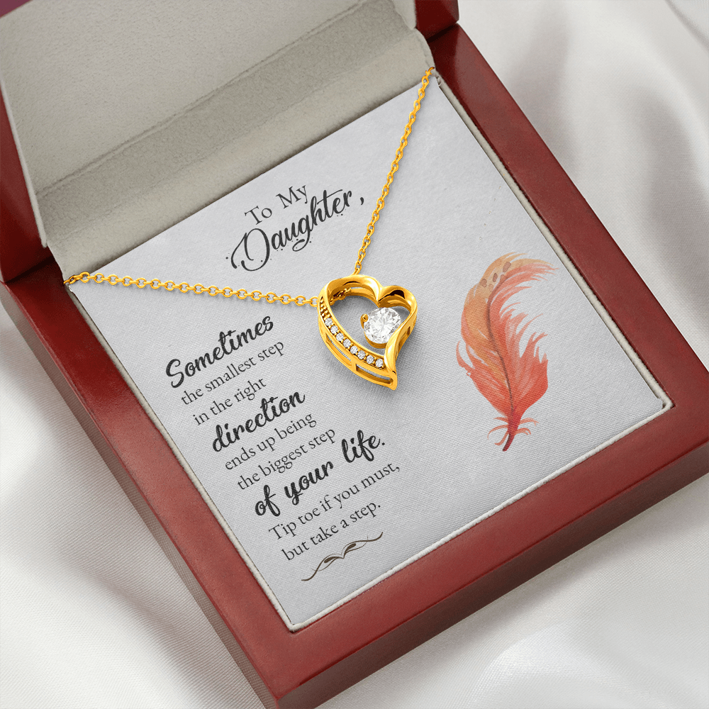 To My Daughter Take a Step Forever Necklace w Message Card-Express Your Love Gifts