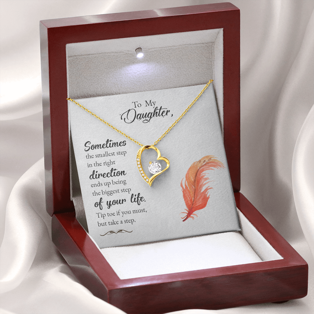 To My Daughter Take a Step Forever Necklace w Message Card-Express Your Love Gifts